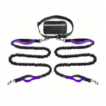 Koera jalutusrihm v&ouml;&ouml;kotiga, helkuriga pikendatav jalutusrihm kahele koerale, k&auml;ed-vabad jooksmise jalutusrihm polsterdatud k&auml;epidemetega, &ouml;ine ohutus jalutusvarustus must