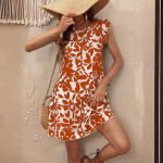 Naistemood suvised kevadised lillemustrilised l&uuml;hikeste varrukatega O-kaelusega vabaajakleidid L sinine