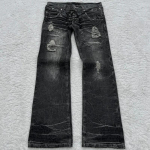 RogueWave Vintage Topeltv&ouml;&ouml;ga Paeladega Mikro Laienevad Naiste teksap&uuml;ksid Y2K Pesitud Lai Jalg Ameerika Stiilis Denim P&uuml;ksid Kotid Streetwear M must