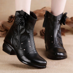 Naiste poolsaapad Lill Naiste saapad Naine Ehtsast nahast Naiste moelukk S&uuml;gistalve mugavus Naiste kingad Naine 896 4 must