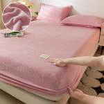 S&uuml;gistalvine soe liibuv voodilina Flanell Pehme Mugav Queen voodilinad Paks korallifliisist madratsikate Pehme voodilina 160x200cm roosa