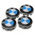 Rattakatted - BMW - 4 x 68 mm - Sinine ja valge logo - Alumiinium - K&otilde;rge kvaliteediga ABS
