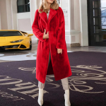 Naiste mood vabaaja &uuml;hev&auml;rviline paks soe rev&auml;&auml;riga pl&uuml;&uuml;sis pikk mantel XXXXXL