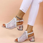 Uued naiste suvised sandaalid, moodne rhinestone sandaalid, daamide pandlarihmaga keskmise kontsaga sandaalid, naiste kingad naistele 38 h&otilde;be