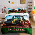 Nimi Kohandatud Traktoriga Tr&uuml;kitud 3-osaline Tekikate Padjap&uuml;&uuml;r Voodipesukomplekt Lapsed T&auml;iskasvanud Mugav Voodipesukomplekt Luksuslik Kingitus EU Twin 135X200cm