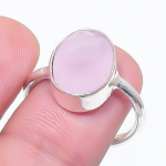 Natural Pink Chalcedony Gemstone 925 Sterling Silver Jewelry Ring Size 8 g8k28