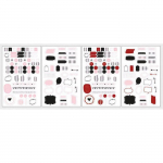 Stickers pour Bullet journal 4 planches - blanc, rouge, noir valge