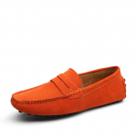 Suvised meeste vabaajajalatsid Moodsad meeste kingad Ehtne nahk K&auml;sit&ouml;&ouml; Meeste mokassiinid Moccasins Slip-on Meeste korterid Meeste s&otilde;idujalatsid 42 oranž