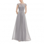 Naiste pitsist pruutneitsikleit l&uuml;hikeste varrukatega, kroogetega, &uuml;mara kaelusega, &scaron;ifoonist pidulik &otilde;htukleit A-l&otilde;ikeline, pulmak&uuml;lalise maksikleit kokteilipidudeks, l&otilde;pupeoks S must