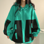 Kapuutsiga dressipluusid Harajuku Pullover Suur kapuuts Korea mood vabaaja pikkade varrukatega XL roheline