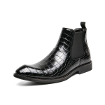 Meeste Chelsea Saapad Must PU Pahkluusaapad Meeste Trendikad Teravaotsalised Chelsea Saapad &Auml;ri &Uuml;maraotsalised Slip-On Meeste Vabaaja Jalan&otilde;ud 38 black