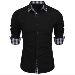 Meeste r&otilde;ivad Kevads&uuml;gisene pikkade varrukatega s&auml;rk Meeste rev&auml;&auml;ridega Moodne ruuduline lapiline &auml;ri Slim Fit vabaaja s&auml;rgid XXL must
