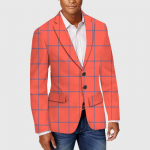 Kevadine Uus Ruuduline Bleiser Meeste Vabaaja Slim &Uuml;likonna &Uuml;laosad Meestele S oranž