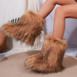 Mood 2025 Uued Naiste Lumesaapad Luksuslik Karvane V&auml;litingimustes Mugavad Naiste Kingad Mood Soojad Pahkluusaapad Talvised Kohevad Keskmise S&auml;&auml;rega Saapad 36 pruun