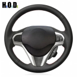 DIY Black Leather Steering Wheel Cover Hand-stitched Car Steering Wheel Covers for Honda CR-Z CRZ 2011 - 2016 Car accessories Light Blue Thread