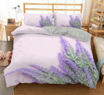 Lavendli tekikottide komplekt King Size Lilla Lilleline Romantiline Peen Voodipesukomplekt T&uuml;drukutele Naistele 3-osaline komplekt 2 padjapuuriga EU Single(135x200cm)
