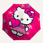 Hello Kitty Lillede Automaatselt Kokkupandav Vihmavari Tugeva Rauast Raamiga, Kaasaskantav Kompaktne Reisi-Vihmavari Aastaringselt Kasutamiseks Peod 0807032
