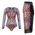 &Uuml;hes t&uuml;kis ujumistrikoo, Naiselik Retro V&otilde;rkujuline Ujumistrikoo Komplekt, Kaheosaline Pikkade Varrukatega &Uuml;hes T&uuml;kis Ujumistrikoo, Puhkuse Ujumisriided. XL punane