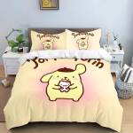 Multikas Pompom Purin Tekikott Padjap&uuml;&uuml;r Voodipesukomplekt T&auml;iskasvanu Poiss T&uuml;druk Magamistoa Kaunistus Laste Kingitus &Uuml;heinimese Kaheinimese Suur Suurus EU Single(135*200cm)3pcs white