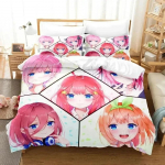Luksuslik uus 3D-tr&uuml;kiga anime Quintessential Quintuplets voodipesukomplekt poistele t&uuml;drukutele Twin Queen Size tekikott t&auml;iskasvanutele kodutekstiil EU Single(135*200cm)3pcs