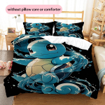 Squirtle koomiksimustriga voodipesu Kodukaunistus S&uuml;nnip&auml;evakingitus (1 * tekikott + 2 * padjap&uuml;&uuml;ri, ilma s&uuml;damikuta) 135x200cm