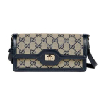 Gucci Luce Br&auml;ndi m&auml;rk T&otilde;mblukk Metallist detail Nahast T&otilde;mblukuga kott &Otilde;lakott Naiste kotid Beež Sinine 790038-FADHW-4064 Basic Set (Bag+Dust Bag)