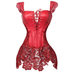 Naiste gooti kunstnahast bustier &uuml;le rinna korsett pitsseelik pidulikud kleidid kost&uuml;&uuml;m pluss suurus XXXXXXL punane