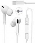 Juhtmega k&otilde;rvaklapid m&uuml;rasummutuse ja helitugevuse reguleerimisega, &uuml;hildub iPhone'iga, ilma USB-ta, mugavad, vastupidavad, TPE, IPX4 ekvivalent, s&uuml;gav, kompaktne ja &uuml;hildub iPhone'i ja valge
