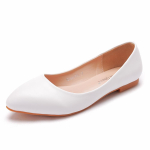 Crystal Queen Naiste Korterid Slip-on Ballett Valged Pulmasussid Terava Ninaga Mugavad Vanaema Paat 35 valge