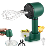 USB laetav elektriline k&auml;simikser juhtmevaba kaasaskantav k&auml;simikser laetav 3 kiirust ja 2 visplit k&uuml;psetamiseks vispel piimakoor tumeroheline v&auml;rv