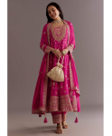 Naiste disainer Chinon siidist tikitud Salwar &uuml;likond India Bollywoodi peokleit Salwar Kameez M roosa