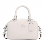 Coach Satchel 19 T&auml;hekujuline Logo T&otilde;mblukuga Sulgemine Sile Nahk Bowlingukott &Otilde;lakott Risti keha Kandekott Keskmine Naiste k&auml;ekotid H&otilde;bedane Valge CT776-SVHA Basic Set (Bag+Dust Bag)
