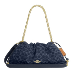 Coach Faye 38 Klassikaline Monogramm Logo Pingutusn&ouml;&ouml;riga Kinnisega Eemaldatav &Otilde;larihm Denim T&otilde;mblukuga Kotikott Suur Naiste T&otilde;mblukuga Kotikott Indigo CDB97-IMTYV Basic Set (Bag+Dust Bag)