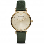 Emporio Armani Gianni T-Bar beežroheline nahast naiste kvartskell AR1726 beež