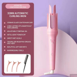 Automaatne lokitang 32 mm Suur rull Aniooniline Keraamiline juukselokirull 4-k&auml;iguline reguleeritav Kiire kuumenemine Moodsad stiliseerimisvahendid UK Plug roosa