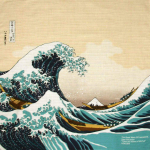 Musubi Furoshiki Sumida lained ja Valmistatud (Pakkimisriie), Suur, Ligikaudu. 105cm, J&otilde;gi, M&auml;gi. Fuji, Beež, Jaapan, 20716-302