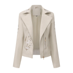 Naiste kunstnahast jakid Tikitud lilledega PU bomberjakk Diagonaalne t&otilde;mblukk &Uuml;ler&otilde;ivad S&uuml;gis Talv Kevad Mootorratta Biker jakk S mustjasvalge