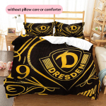 Dynamo Dresden Mustriga Voodipesu Tekikott Komplekt Kodu Kaunistus Kingitus (1 * tekikott + 2 * padjap&uuml;&uuml;ri ilma s&uuml;damikuta) 135x200cm