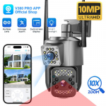 AIOOK V380 Pro CCTV traadita WiFi-v&auml;liskaamera 360 kraadi 8MP, 4K v&auml;rviline &ouml;&ouml;n&auml;gemine Kahesuunaline k&otilde;ne automaatne j&auml;lgimine Valikuline WIFI Camera