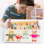 Montessori puust m&auml;nguasi Multikakoomaloomade pusle - Riiete vahetus Kuju sobitamine Haridusm&auml;ng lastele