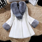 S&uuml;gis ja Talv Uus Naiste Keskmine ja Pikk Naaritsa Imitatsioon Rebasekarusnaha Krae Juuksed Naaritsa Karusnaha Imitatsioon Nahast Karusnahk Naiste Mantel Jakk Slim Fit 2XL