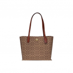 Coach Willow 34 Monogram Suure Mahutavusega Kaetud L&otilde;uendi ja Vasikanaha T&otilde;mblukuga Kotikott Naiste T&otilde;mblukuga Kotid Pruun C0693-B4NQ4 Basic Set (Bag+Dust Bag)