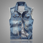 3 v&auml;rvi teksariidest vest Slim Fit teksad Hele v&auml;rvi meeste naiste unisex vest Mood varrukateta jakk XL helesinine v&auml;rv