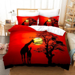 Aafrika Loomad Žiraaf P&auml;ikeseloojang Voodipesu Komplekt 3D Tekikoti Komplekt Voodikate Poistele T&uuml;drukutele Lastele Kodu Tekstiil Mikrofiiber Voodikate 135x200cm