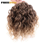 FREEDOM 10 tolli s&uuml;nteetilised s&uuml;gavad lainelised keerdpatsid juuksed Ombre Afro lokkis patsid juuksepikendused k&otilde;rge temperatuuriga kiud (as the picture,10inches) black
