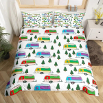 Telkimise tekikoti komplekt T&auml;issuurus King Suurus Multikas RV Telkimisauto Voodipesu komplekt Matkaauto Tarvikud Reisihaagised Tekikate 155x200cm
