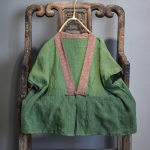 Johnature kevad-s&uuml;gis V-kaelusega lapiline &uuml;he n&ouml;&ouml;biga puuvillane linane kardigan vintage vestid lahtised naiste mantlid One Size roheline