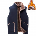 Keskealiste ja eakate meeste puuvillane vest paksu talvise sametvestiga, varrukateta Camisole jakk, lambavillane jope XXXL