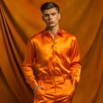 Meeste satiin luksuslikud kleit-s&auml;rgid Mood Smooth Meeste Tuxedo S&auml;rk Soliidne Pulmapidu Prom &ouml;&ouml;klubide s&auml;rk XXL oranž