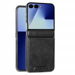 Kvaliteetne veisenahast &uuml;mbris Samsung Galaxy Z Flip 7 ZFlip 6 5 jaoks, hinge kaitsega, p&otilde;rutuskindel mobiiltelefoni kate + alumiiniumist &auml;&auml;r Galaxy Z Flip5 must